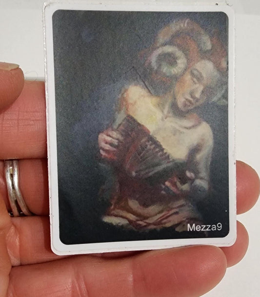 Accordionist, Song Prelim Sticker 2 in x 2.5 in